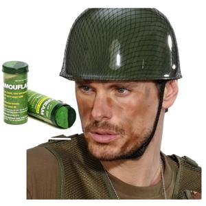 Carnaval verkleed set Army/Leger soldaten helm - met camouflage schmink stift - volwassenen