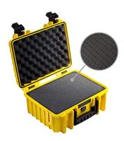 B&W Transportkoffer voor buiten, type 3000, geel met kubusschuim, waterdicht volgens IP67-certificering, stofdicht, onbreekbaar en onverwoestbaar