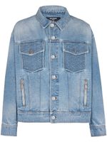 Balmain veste en jean à logo imprimé au dos - Bleu - thumbnail