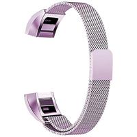 By Qubix - Compatible met Fitbit Alta HR - Milanese bandje - Maat: Large - Licht paars - Compatible fitbit bandje