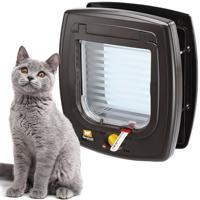 Ferplast SWING 7 kattenluik met selectief magnetisch systeem, viervoudig bedienbare in- en uitgang, kattenhalsband magnetische tag inbegrepen, L, bruin