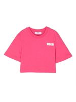 MSGM Kids t-shirt crop en coton à logo imprimé - Rose