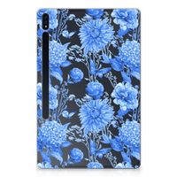 Siliconen Hoesje voor Samsung Galaxy Tab S7 Plus | S8 Plus Flowers Blue