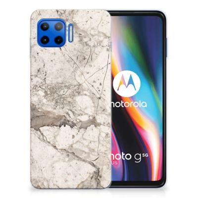 Motorola Moto G 5G Plus TPU Siliconen Hoesje Marmer Beige Motorola Moto G 5G Plus TPU Siliconen Hoesje Marmer Beige