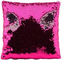 Johntoy Kussen pailletten 27 cm fuchsia