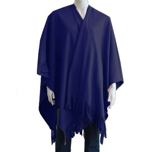 Luxe omslagdoek/poncho - paars - 180 x 140 cm - fleece - Dameskleding accessoires