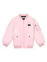 Dolce & Gabbana Kids veste bomber à logo appliqué - Rose - thumbnail