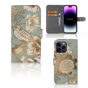 Hoesje voor iPhone 15 Pro Max Vintage Bird Flowers