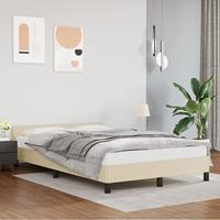 Bussandri Exclusive - Bedframe met hoofdbord kunstleer crèmekleurig 120x200 cm