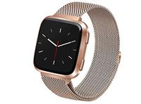 By Qubix - Compatible met Fitbit Versa 1/2 & Lite milanese bandje - Maat: Small - Champagne Goud - Compatible fitbit bandje