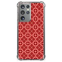 Samsung Galaxy S21 Ultra Doorzichtige Silicone Hoesje Batik Rood