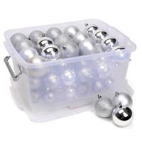 Lifetime Kerstballen set in box - 70 ballen - Plastic / Kunststof | Zilver