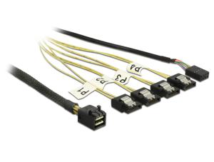 Delock 83320 Kabel Mini SAS HD SFF-8643 > 4 x SATA 7-pins Reverse + Zijband 0,5 m