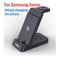 30W 3 In 1 Draadloze Oplader Standaard geschikt voor Samsung S22 S21 - Galaxy Watch 6 5 4 Snel Opladen Dock Station - Zwart - thumbnail