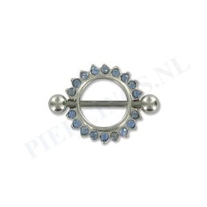 Tepelpiercing shield kristal blauw