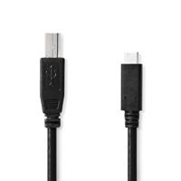 Nedis USB-kabel | USB 2.0 | USB Type-C ™ stekker | USB-B stekker | 480 Mbps | 15 W | vernikkeld | 1,00 m | rond | PVC | zwart | plastic zak