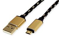 ROLINE GOLD USB 2.0 kabel, type A ST - Micro B ST (omkeerbaar), 0,8 m