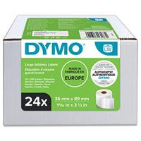 DYMO authentieke grote LW-adreslabels | 36 mm x 89 mm | 24 rollen met elk 260 Easy-Peel-labels (6240 labels) | Zelfklevend | Geschikt voor LabelWriter-labelmakers
