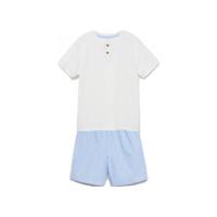 Mango Kids shortama lichtblauw/wit