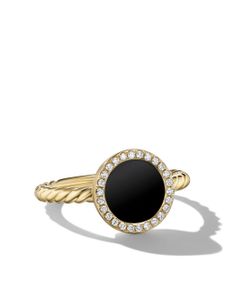 David Yurman bague Petite Elements en or 18ct serti de diamants et d'onyx