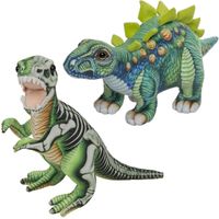 Speelgoed set van 2x pluche dino knuffels T-Rex en Stegosaurus van 30 cm