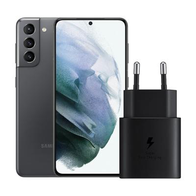 Samsung Galaxy S21 256GB Grijs 5G + Samsung Snellader 25W Samsung Galaxy S21 256GB Grijs 5G + Samsung Snellader 25W