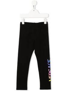 Versace Kids legging à logo imprimé - Noir