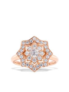 David Morris bague en or rose 18ct pavé de diamants