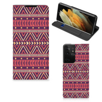 Samsung Galaxy S21 Ultra Hoesje met Magneet Aztec Paars - thumbnail