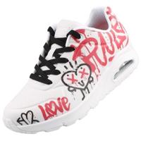 Skechers UNO Graffiti Love Damessneakers, Wit rood zwart, 37 EU