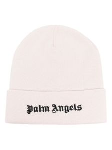 Palm Angels logo-embroidered wool beanie - Tons neutres