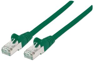 Intellinet 350648 RJ45 Netwerkkabel, patchkabel CAT 6A S/FTP 5.00 m Groen Folie afscherming, Afscherming gevlochten, Halogeenvrij 1 stuk(s)