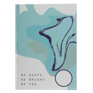 Luxe schrift A4 formaat blauw//wit be happy harde kaft   -