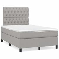 vidaXL Boxspring met matras en LED stof lichtgrijs 120x190 cm, bed, boxspringbed, tweepersoonsbed, slaapmeubel, boxspring bed, bed met matras