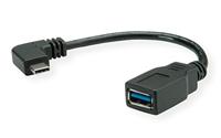 ROLINE USB 3.2 Gen 1 Kabel Typ C - Typ A, ST/BU, OTG, schwarz, 0,15 m