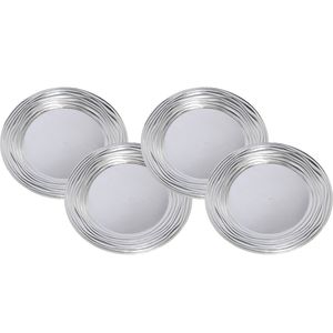 Set van 8x stuks kerstdiner onderborden rond zilver glimmend 33 cm