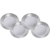 Set van 8x stuks kerstdiner onderborden rond zilver glimmend 33 cm - thumbnail