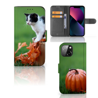 iPhone 13 Mini Telefoonhoesje met Pasjes Kitten - thumbnail