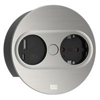 BACHMANN Twist 2 1xCEE7/3 1xUSB A/C 22W 2,0 m AEH roestvrijstalen look rond