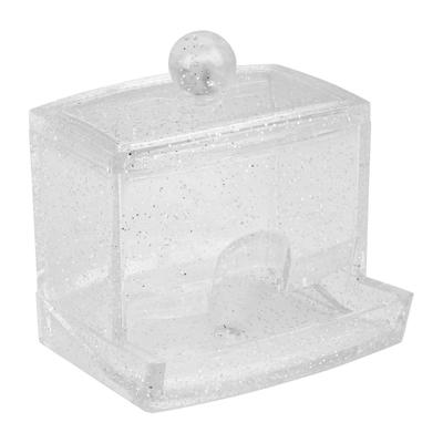 Glitter wattenstaafjes houder - 9x8x9.5 cm Glitter wattenstaafjes houder - 9x8x9.5 cm