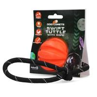 Dog Comets Ball Swift Tuttle met touw hondenspeeltje – Ø6 cm - Hoogwaardig hondenspeelgoed – Natuurlijk rubber – Oranje