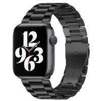 By Qubix - Stalen schakelband - Zwart - Compatible met Apple watch 44mm / 45mm / 46mm / 49mm - Compatible Apple watch bandjes