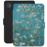 Lunso - Geschikt voor Kobo Clara 2E hoes (6 inch) - Vegan Saffiano Leren sleep cover - Van Gogh Amandelbloesem