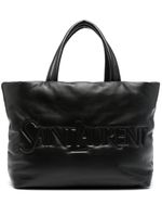 Saint Laurent sac à main en cuir à logo embossé - Noir