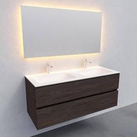 Badkamermeubel Solid Surface AQS Oslo 120x46 cm Dubbel Wood Dark Brown Boss & Wessing - thumbnail