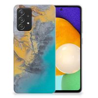 Samsung Galaxy A52 (5G/4G) TPU Siliconen Hoesje Marble Blue Gold - thumbnail