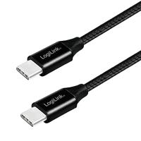 LogiLink USB 2.0 aansluitkabel, USB (type C) naar USB (type C) zwart, 1m