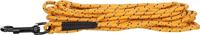 Flamingo Krimp- en zuigerlijn voor puppy's Dolly Oker 5 m 4 mm – met reflecterende strepen en karabijnhaak heeft een matte gouden afwerking