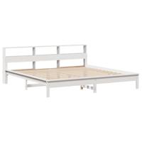 vidaXL Bedframe zonder matras massief grenenhout wit 200x200 cm, bed, bed ombouw, twijfelaar bed, bedbodem, slaapkamermeubel, 2-persoons bedframe