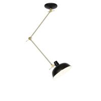 QAZQA - Retro Retro plafondlamp zwart met brons - Milou | Woonkamer | Slaapkamer | Keuken - Staal Langwerpig - E27 Geschikt voor LED - Max. 1 x 25 Watt